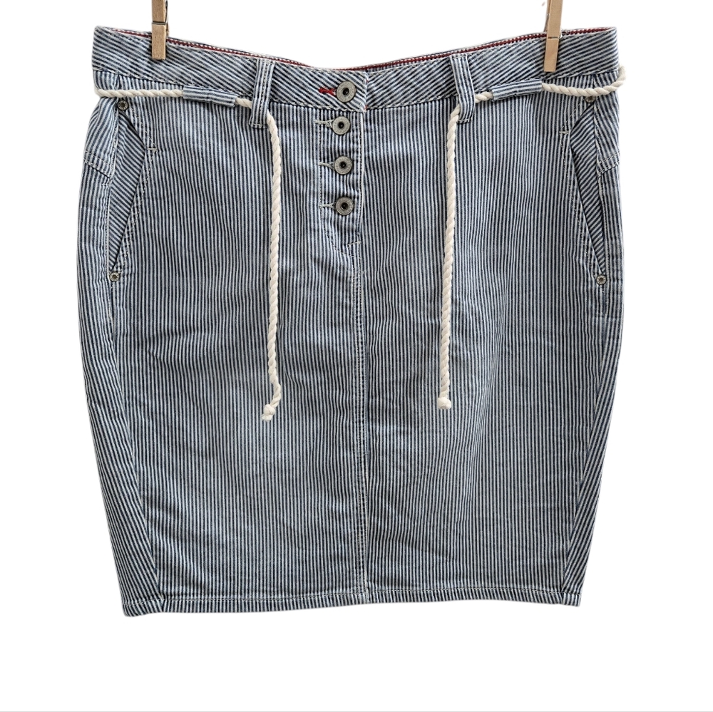 Sandwich Denim Pinstripe Jean Mini Skirt Size L Waist 32